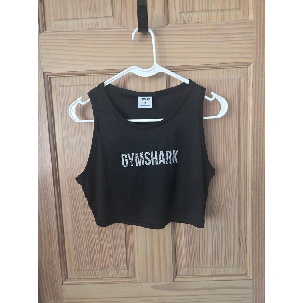Gymshark Women's Black Crop Tank Top Athletic Lifting Workout Athleisure Medium
